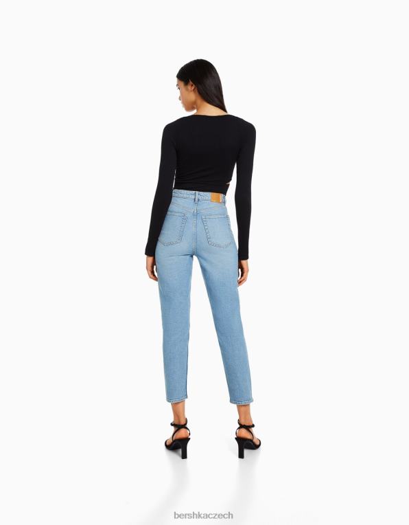 ženy Bershka džíny slim comfort fit mom P88441992 oblečení světle modrá