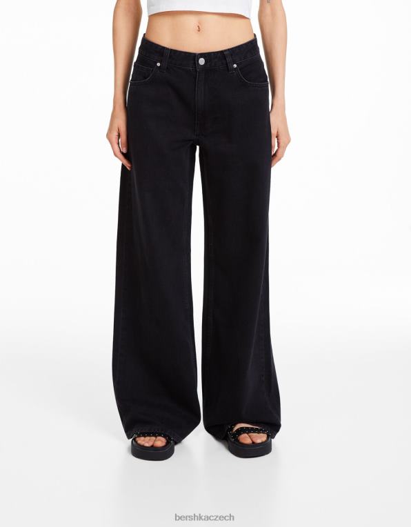 ženy Bershka široké džíny P88441486 oblečení Černá