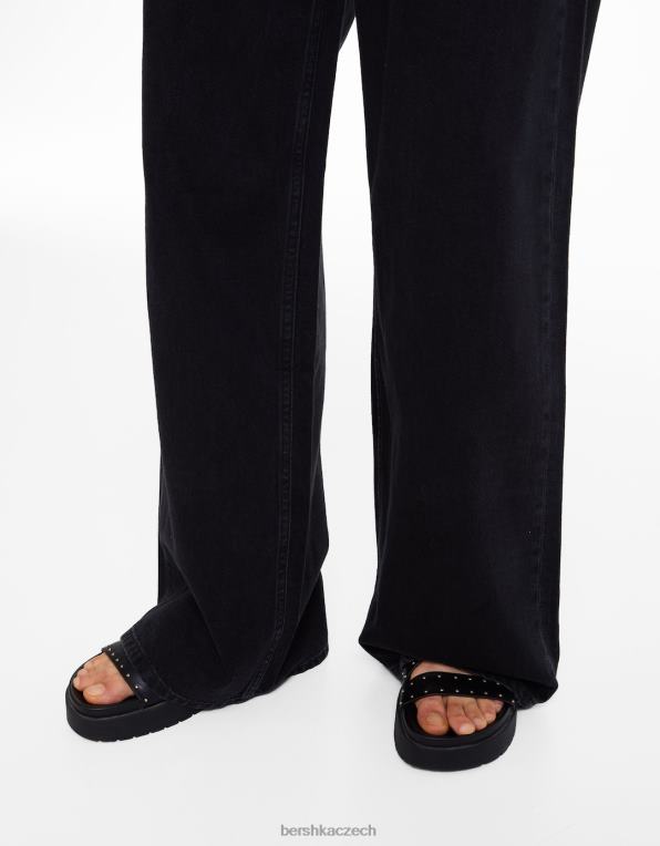 ženy Bershka široké džíny P88441486 oblečení Černá