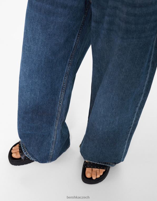 ženy Bershka široké džíny P88441487 oblečení modrý