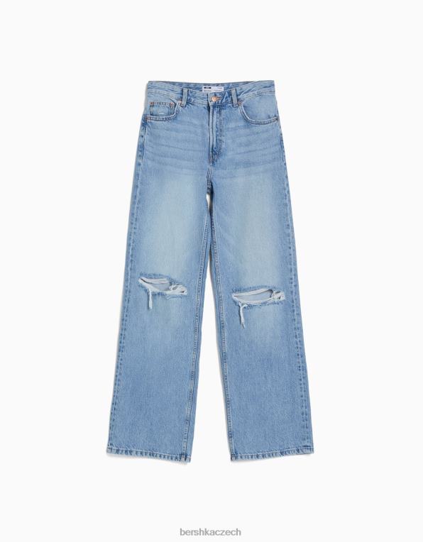 ženy Bershka široké roztrhané džíny z 90. let P88441488 oblečení světle modrá