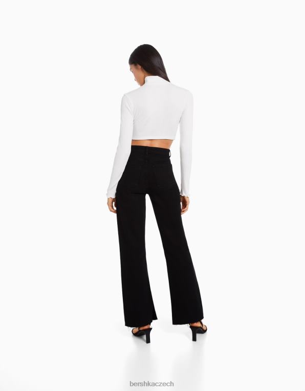 ženy Bershka komfortní džíny s bočním rozparkem P88441990 oblečení Černá