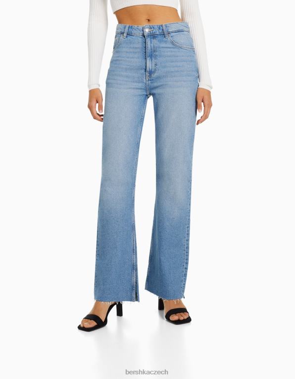 ženy Bershka komfortní džíny s bočním rozparkem P88441991 oblečení světle modrá