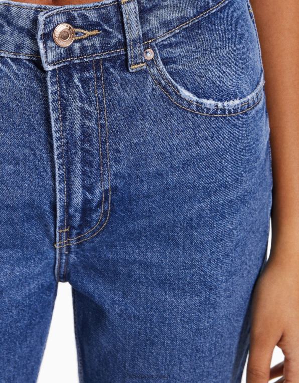 ženy Bershka máma džíny P88441530 oblečení modrý