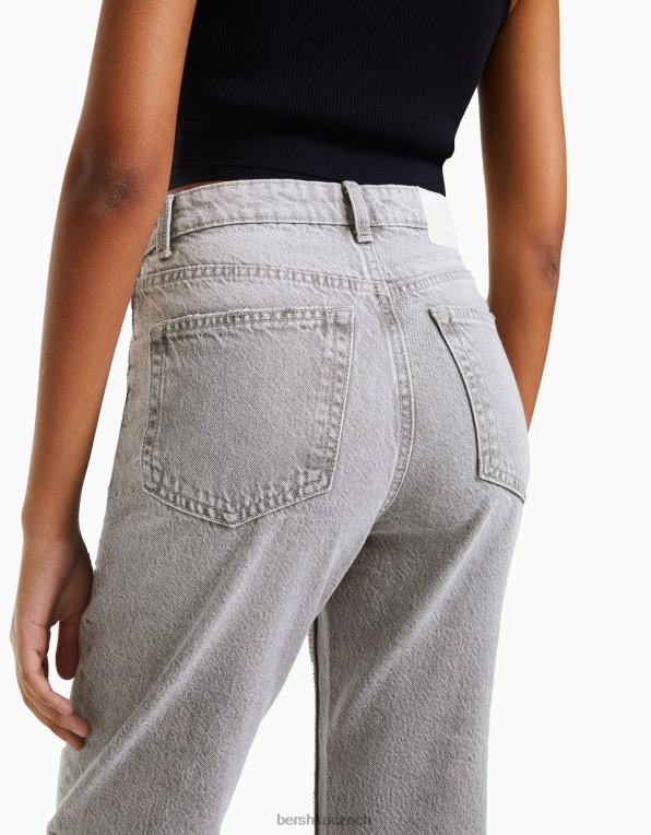 ženy Bershka máma džíny P88441533 oblečení Šedá