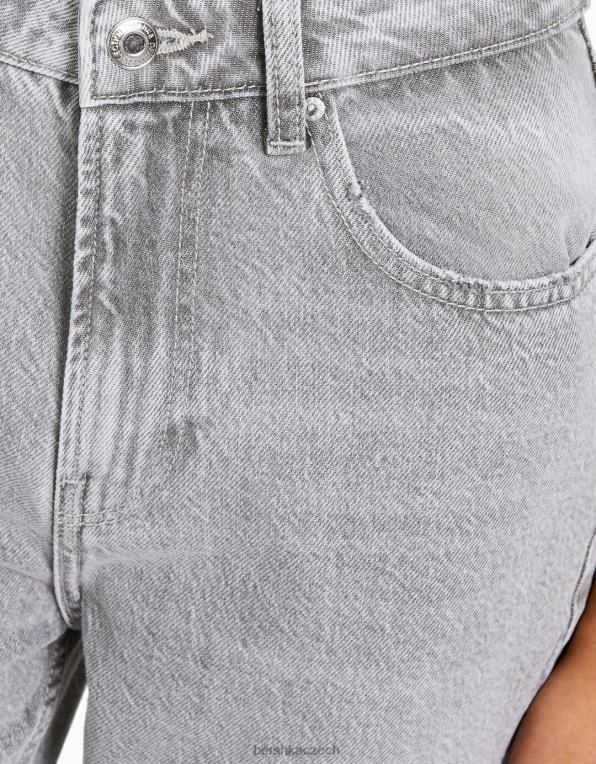 ženy Bershka máma džíny P88441533 oblečení Šedá