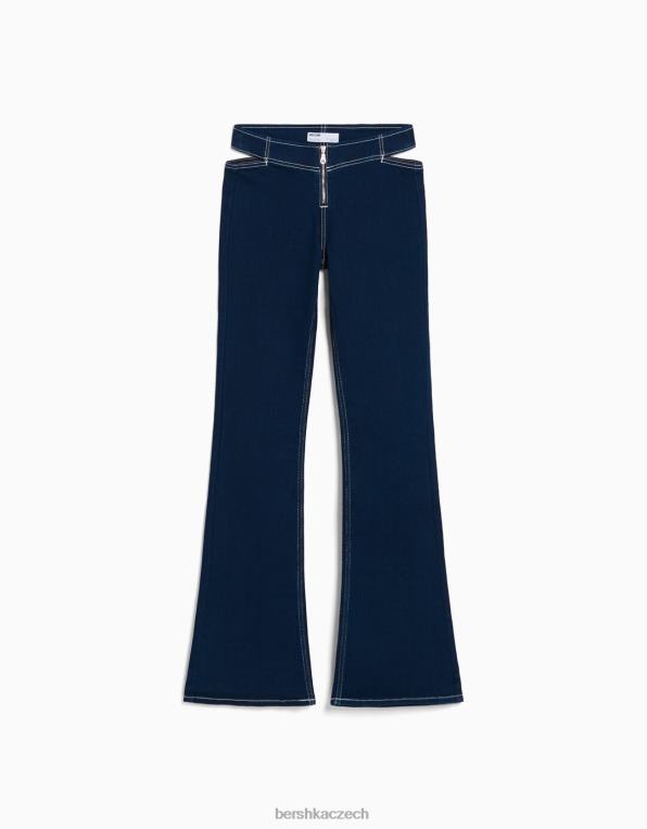 ženy Bershka rozšířené džíny se zipem a vykrojenými detaily P88441578 oblečení námořnictvo