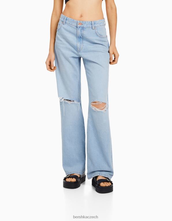 ženy Bershka roztrhané široké džíny z 90. let P88441559 oblečení světle modrá