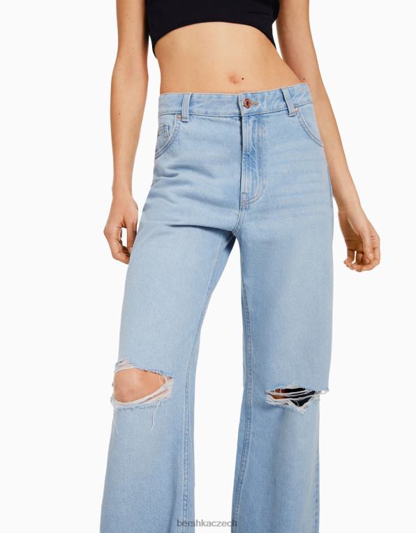 ženy Bershka roztrhané široké džíny z 90. let P88441559 oblečení světle modrá