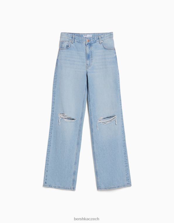 ženy Bershka roztrhané široké džíny z 90. let P88441559 oblečení světle modrá