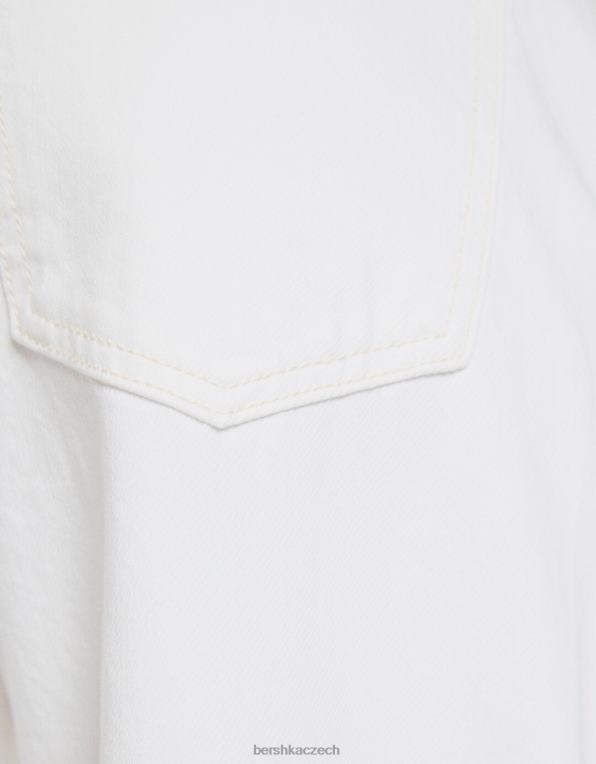 ženy Bershka zkrácené džíny se širokými nohavicemi P88441517 oblečení bílý