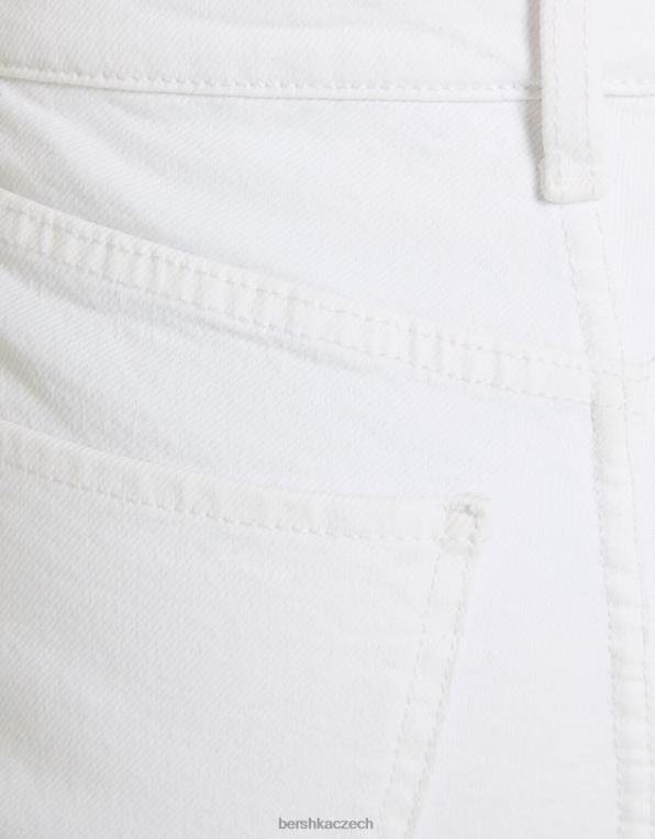 ženy Bershka zkrácené rozšířené džíny P88441547 oblečení bílý