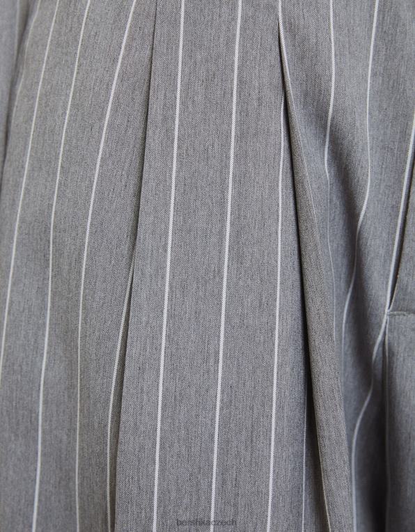 ženy Bershka Kalhoty volného střihu na míru s proužkem P88441416 oblečení Šedá