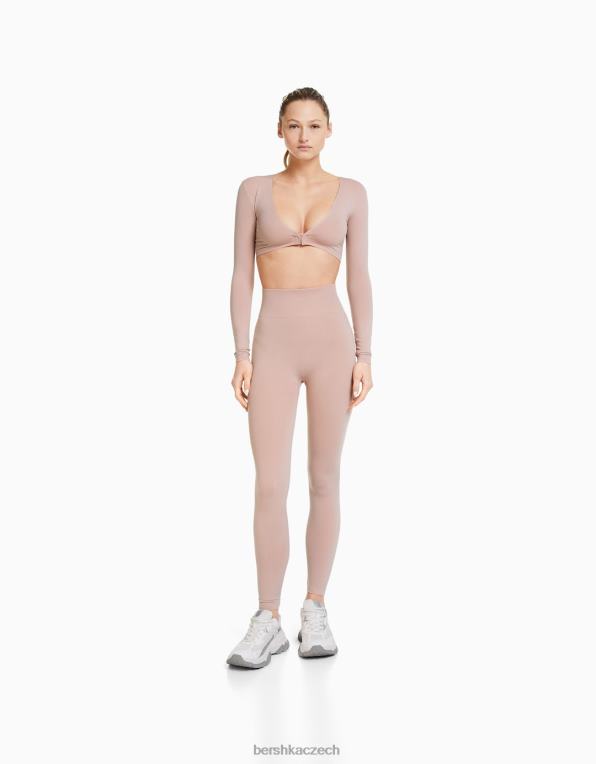 ženy Bershka bezešvé push up legíny P88441459 oblečení růžový