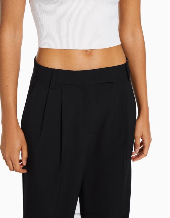 ženy Bershka široké kalhoty šité na míru P88441423 oblečení Černá