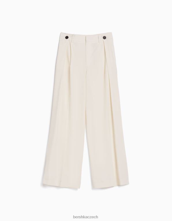 ženy Bershka široké kalhoty na míru P88441466 oblečení krém
