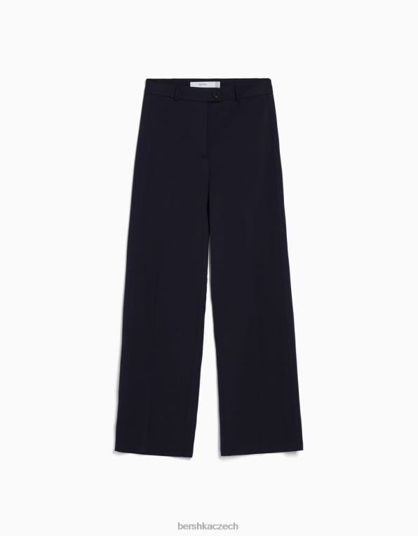 ženy Bershka široké kalhoty na míru s poutky na pásek P88441441 oblečení námořnictvo