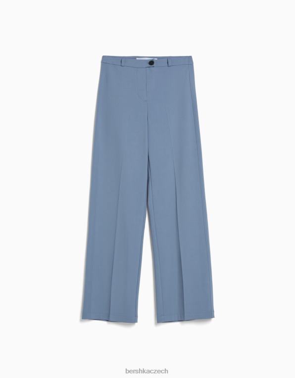 ženy Bershka široké kalhoty na míru s poutky na pásek P88441448 oblečení vymytá modrá