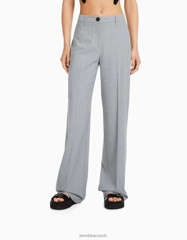 ženy Bershka široké kalhoty s poutky na pásek P88441411 oblečení Šedá