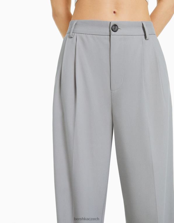 ženy Bershka kalhoty šité na míru P88441430 oblečení Šedá