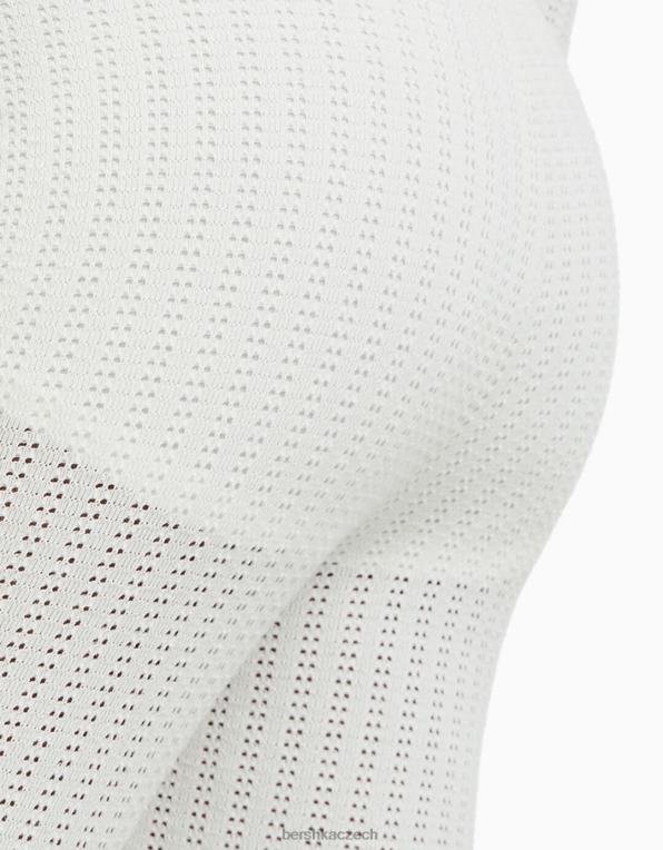 ženy Bershka otevřené úpletové rozšířené kalhoty P88441467 oblečení krém