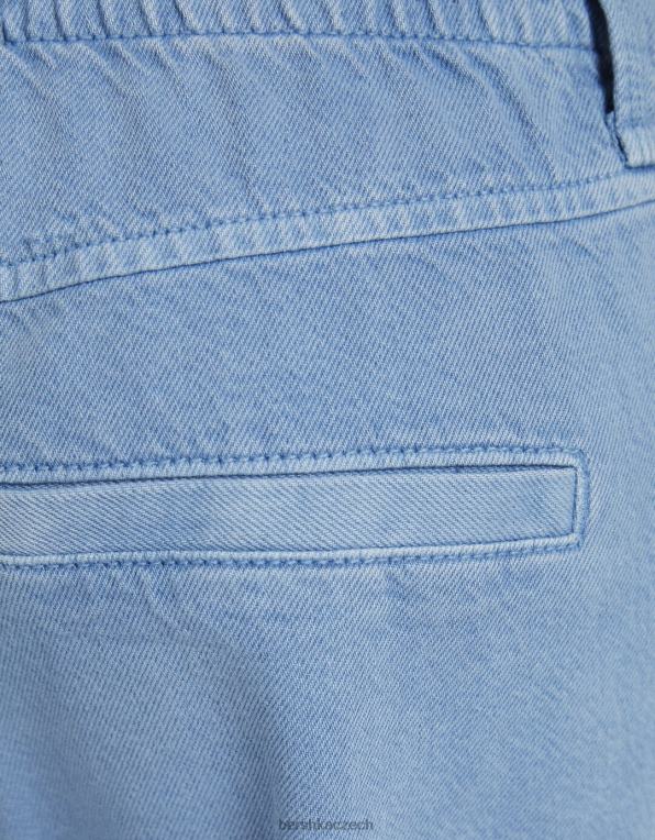 ženy Bershka Keprové cargo kalhoty rovného střihu s elastickým pasem P88441395 oblečení světle modrá