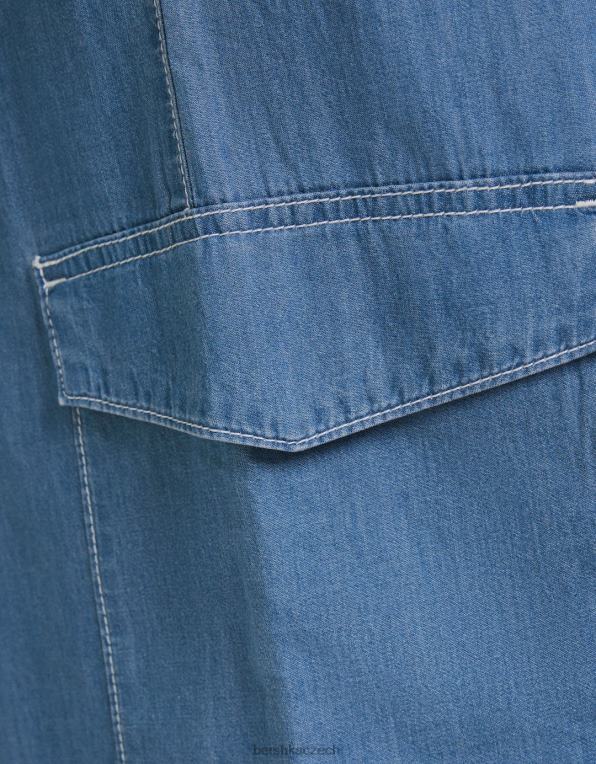 ženy Bershka cargo džíny širokého balonového střihu P88441314 oblečení modrý