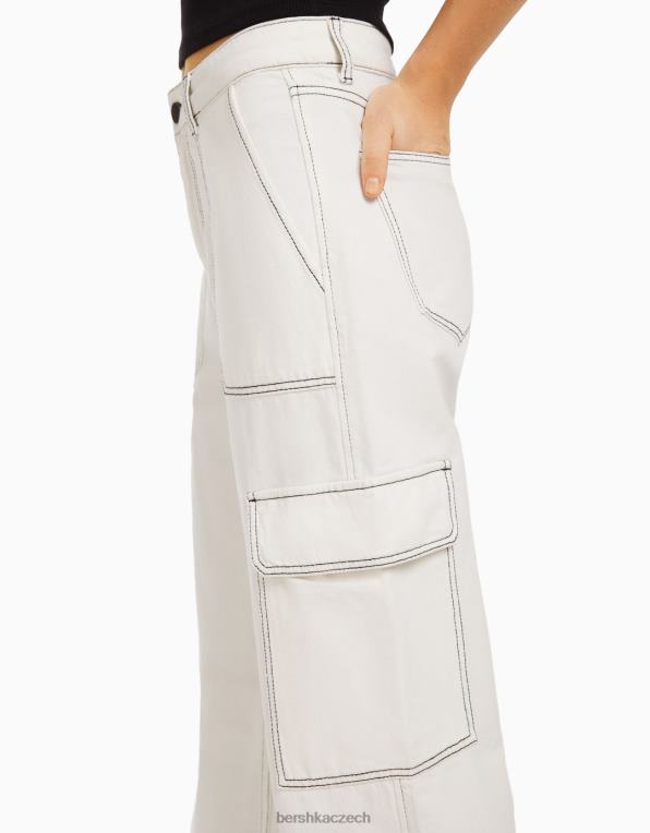 ženy Bershka cargo džíny rovného střihu P88441349 oblečení bílý