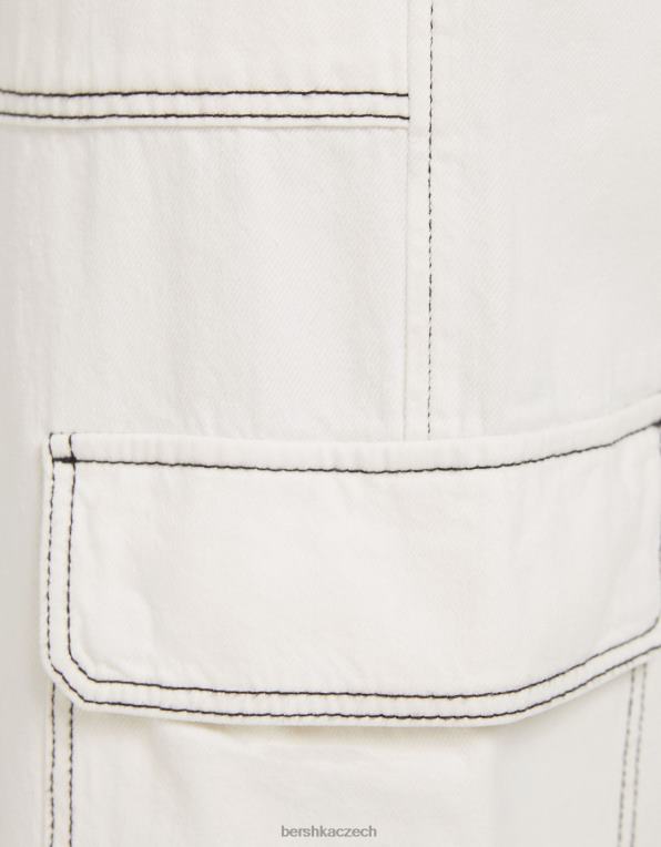 ženy Bershka cargo džíny rovného střihu P88441349 oblečení bílý