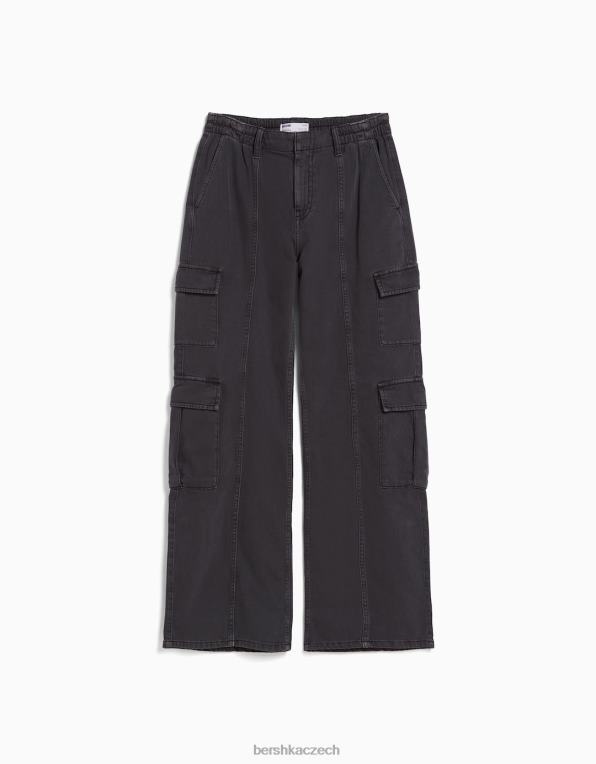 ženy Bershka cargo džíny se širokými kapsami P88441304 oblečení tmavošedý