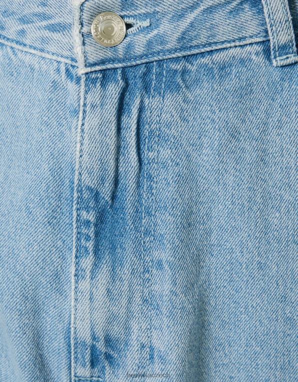 ženy Bershka cargo džíny se širokými nohavicemi P88441339 oblečení světle modrá