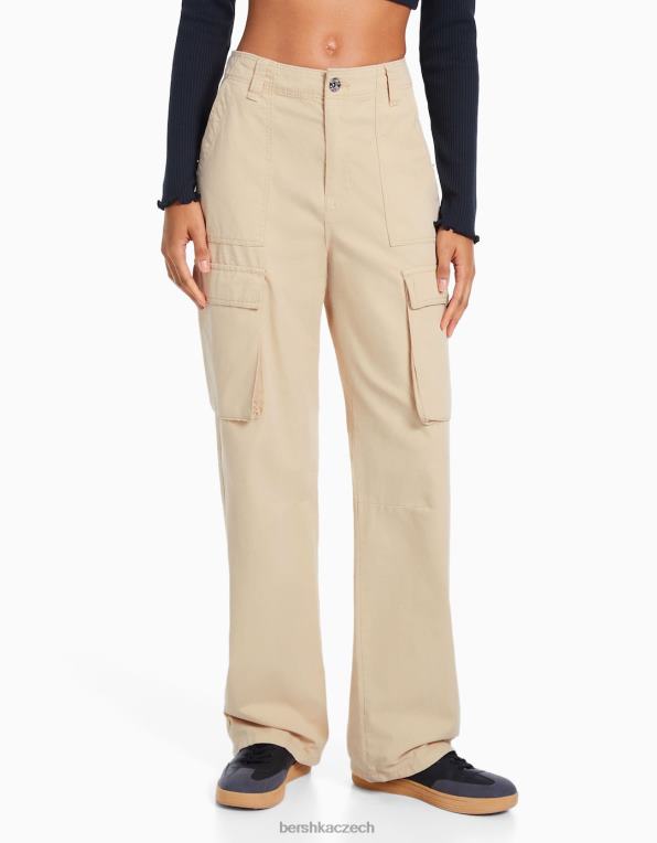 ženy Bershka cargo kalhoty rovného střihu P88441305 oblečení písek