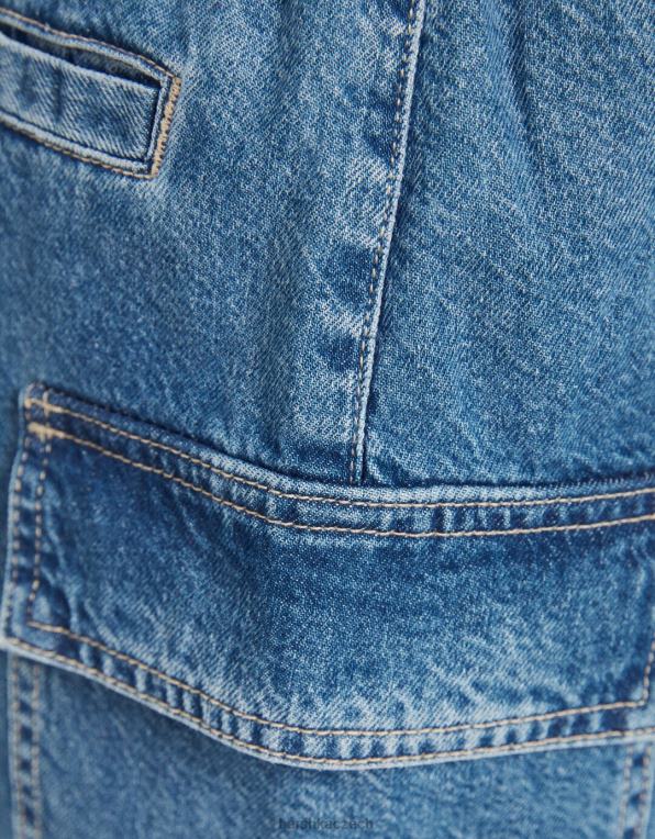 ženy Bershka džínová mini cargo sukně P88441399 oblečení modrý