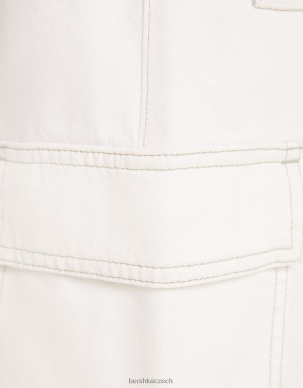 ženy Bershka džínová mini cargo sukně P88441400 oblečení špinavě bílé