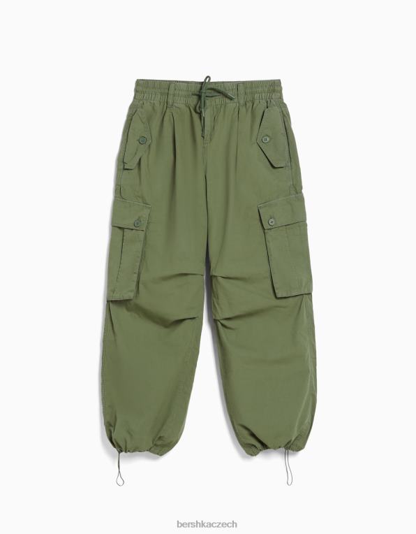 ženy Bershka široké objemné cargo kalhoty P88441361 oblečení khaki