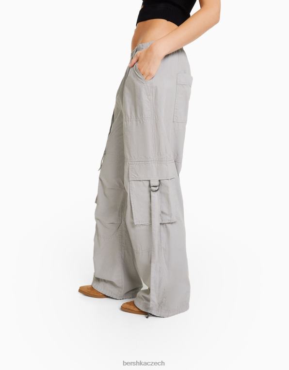 ženy Bershka keprové chobotnicové cargo kalhoty P88441330 oblečení Šedá