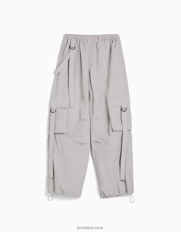 ženy Bershka keprové chobotnicové cargo kalhoty P88441330 oblečení Šedá