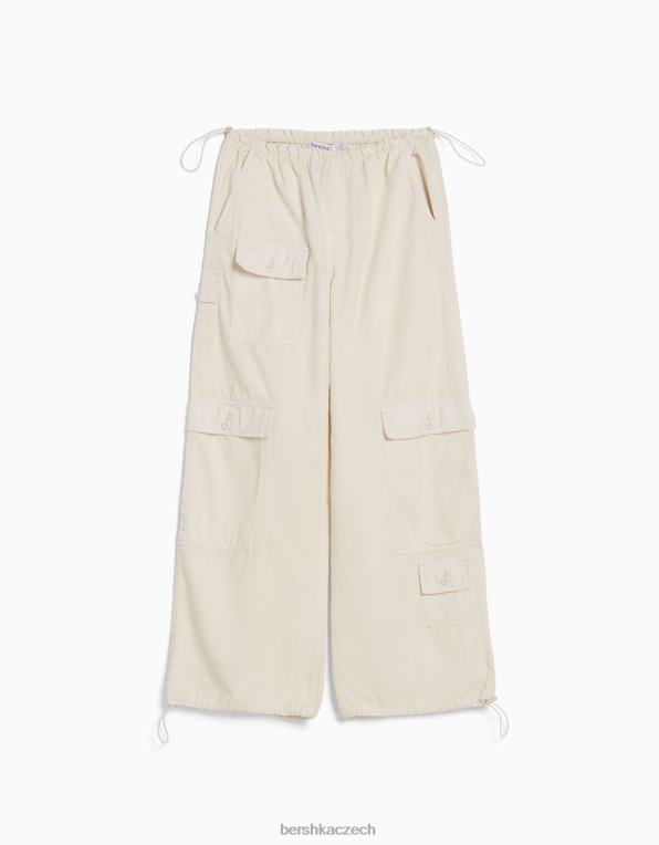 ženy Bershka nákladní padákové kalhoty P88441300 oblečení špinavě bílé
