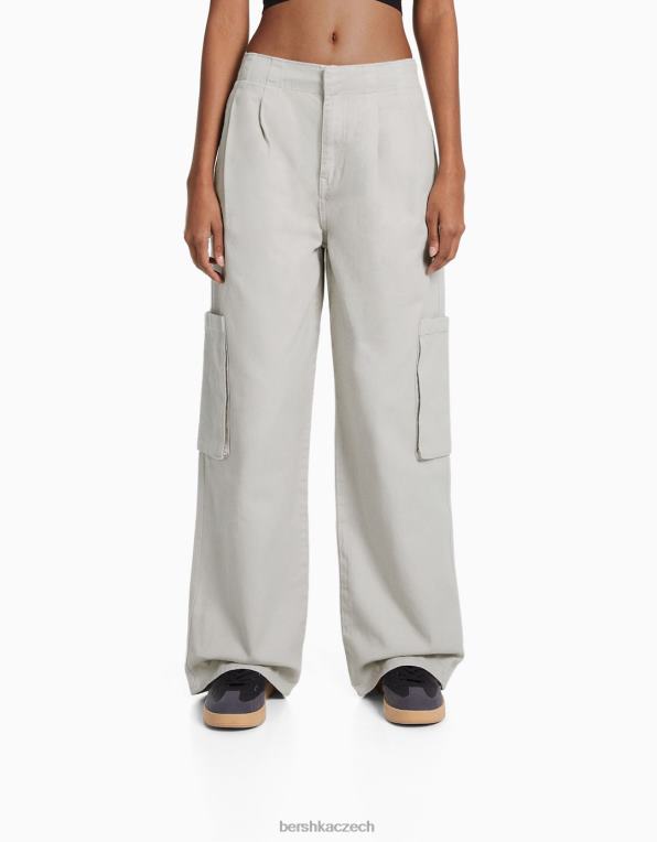 ženy Bershka nízké cargo džíny P88441371 oblečení Šedá