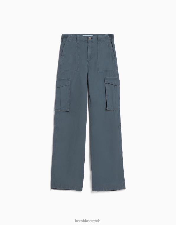 ženy Bershka nastavitelné cargo kalhoty rovného střihu P88441285 oblečení modrý