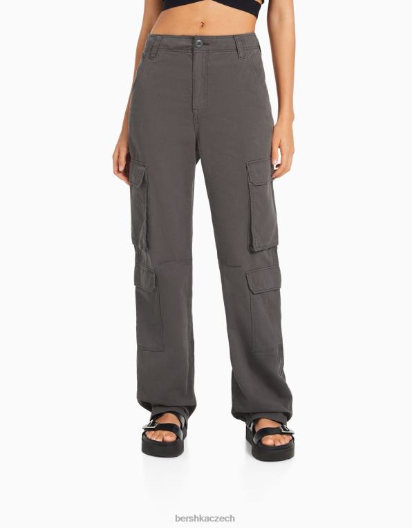 ženy Bershka nastavitelné vícekapsové keprové cargo kalhoty P88441293 oblečení výhradní