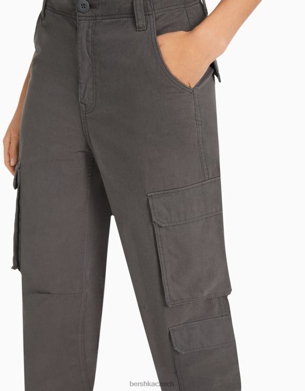 ženy Bershka nastavitelné vícekapsové keprové cargo kalhoty P88441293 oblečení výhradní