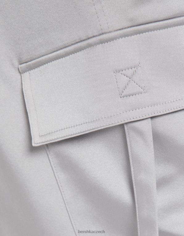 ženy Bershka saténové cargo kalhoty s nastavitelným lemem P88441357 oblečení Šedá