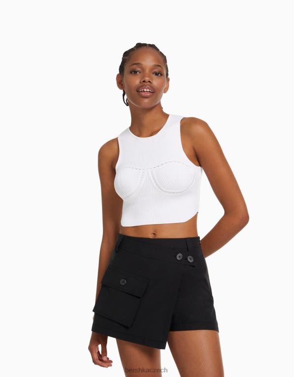 ženy Bershka zabalit náklad skort P88441390 oblečení Černá