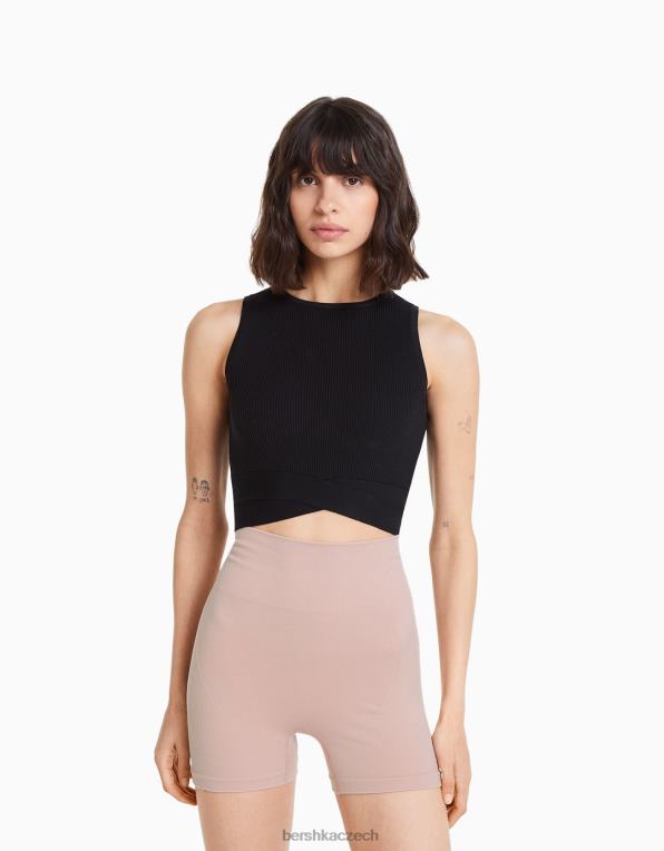 ženy Bershka bezešvé push up cyklistické šortky P88441463 oblečení růžový