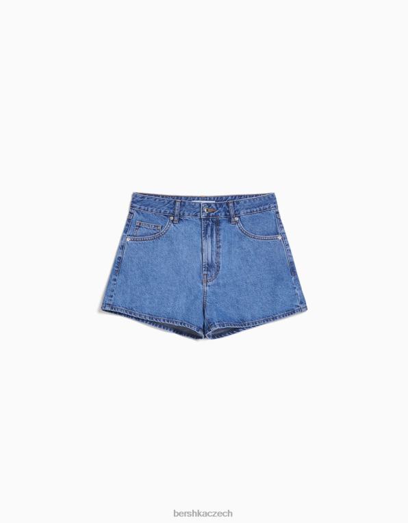 ženy Bershka máma fit džínové šortky P88441683 oblečení světle modrá