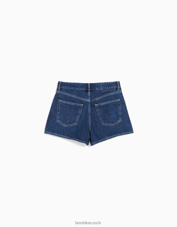 ženy Bershka máma fit džínové šortky P88441684 oblečení modrý