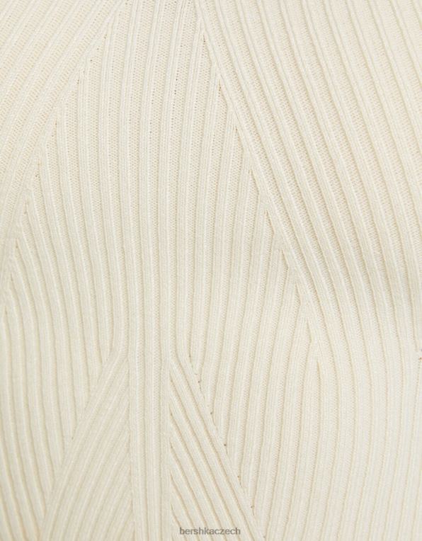 ženy Bershka plisované džínové bermudy P88441680 oblečení krém