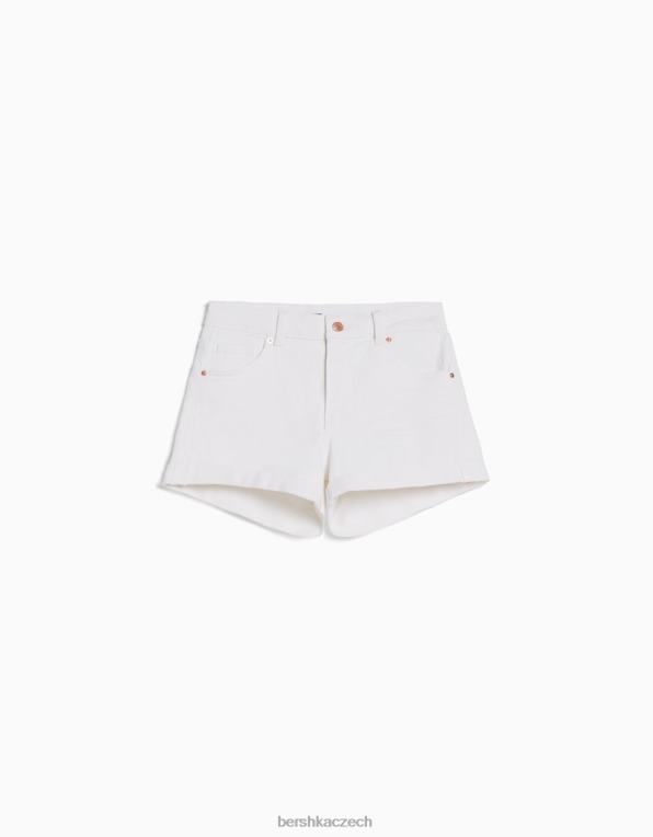 ženy Bershka rolovací džínové šortky P88441727 oblečení bílý
