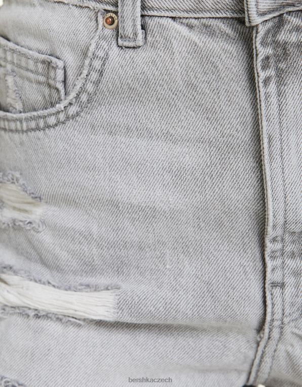 ženy Bershka roztrhané džínové šortky s kapsami P88441937 oblečení Šedá